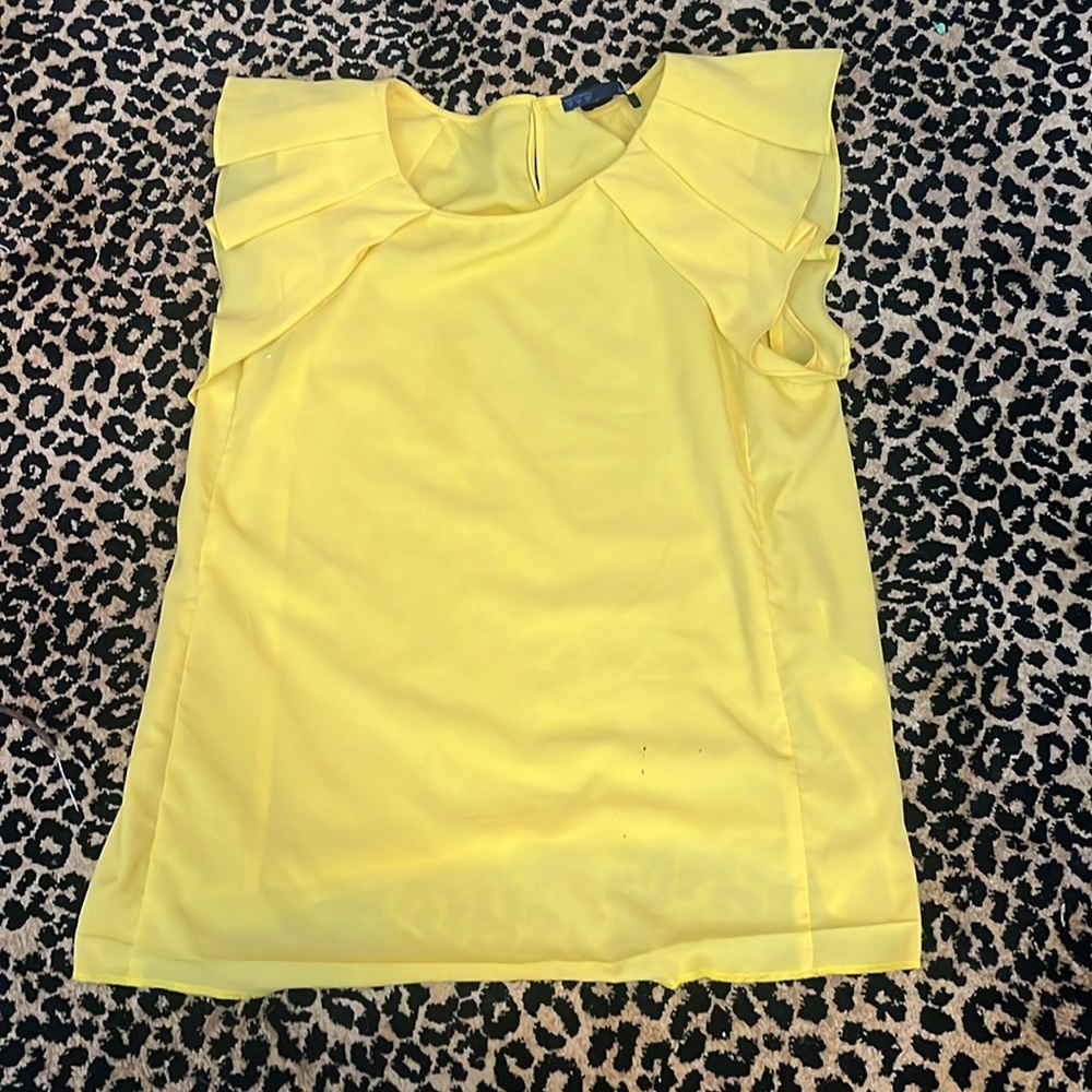 Zara bright yellow ruffle sleeve top